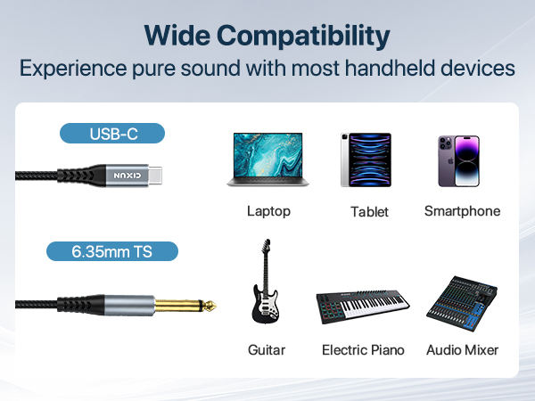 TS to usb c audio cable