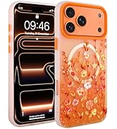 Fsoole Magnetic for iPhone 17 Pro Case [Compatible with MagSafe] Pretty Gradient Flower Floral Pa...