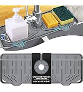 BFONS Silicone Faucet Handle Drip Catcher Drying Tray Mat Dish Soap Sponge Holder Accessories Gad...