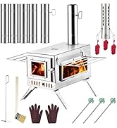 Hot Tent Stove, AVOFOREST 304 Stainless Wood Burning Stove, Portable Wood Stove with 6 Stainless ...