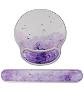 MOSISO Gel Wrist Rest Support for Mouse Pad&Keyboard Set, Circle Curved Ink Cloud Ergonomic Mouse...