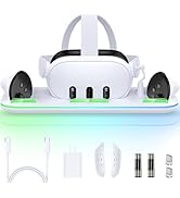 DXKK Charging Station for Quest 3, Dual Charging Dock for Meta Quest 3/3s/2 and Controllers with ...