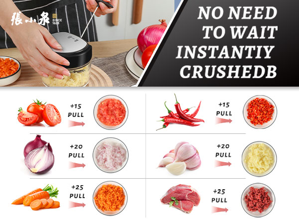 Manual Garlic Grinder Chopper Meat Cutter, Hand Pull Chop Chopper Manual Food Processor