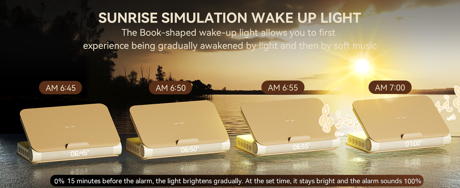 sunrise wake up light digital dimmable clock