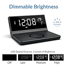 dual alarm clock sleep Snooze calendar temperature dimmable brightness