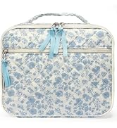 WOBAGMEN Cotton Quilted Insulated Lunch Box for Women, Lunch Box for Teen Girls, Cute Blue Floral...