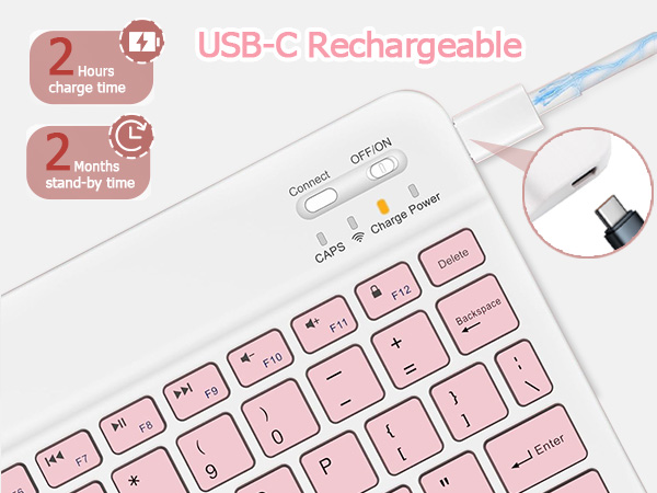 ipad keyboard with USB-C Rechargeable