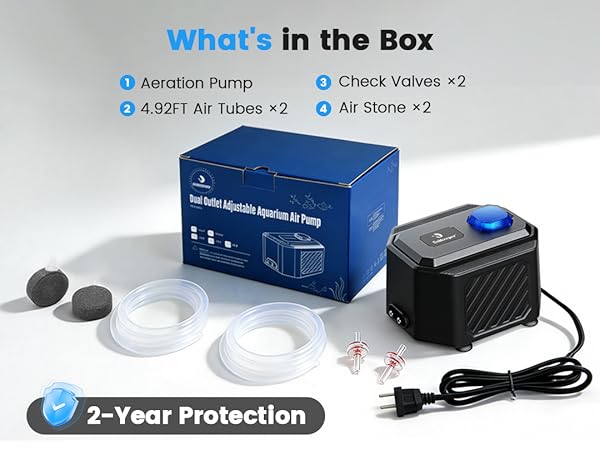 fishkeeper Powerfu Quiet Aquarium Air Pump Adjustable Dual-Outlet Fish Tank Air Pump