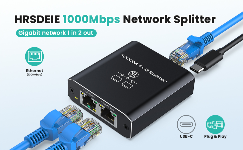 HRSDEIE 1000Mbps Network Splitter