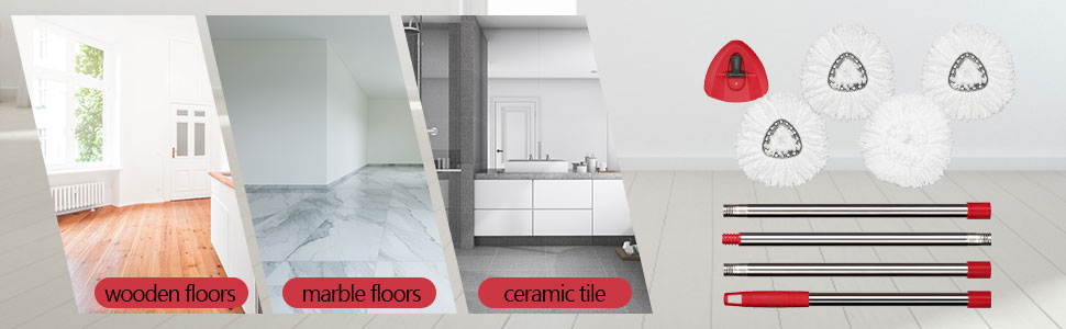 Spin mop handle spin mop base