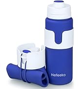 Nefeeko Collapsible Water Bottle, BPA Free 26oz Foldable Water Bottle for Travel Sports, Leak-Pro...