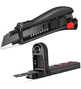 HAUTMEC 18mm Utility Knife Box Cutter with Quick Change Button and 10pcs Blade Set, Retractable S...