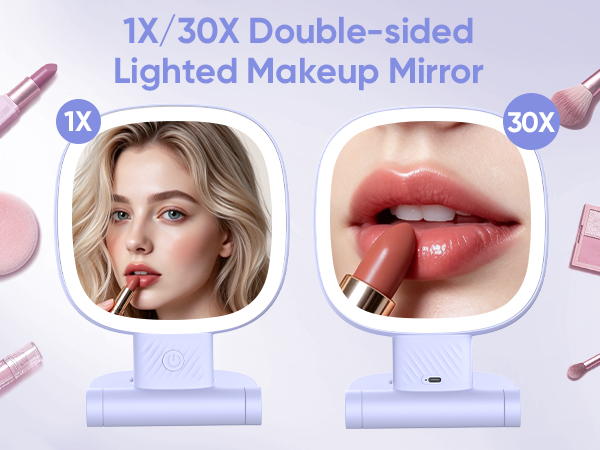Travel magnifying makeup mirror 1X/30X