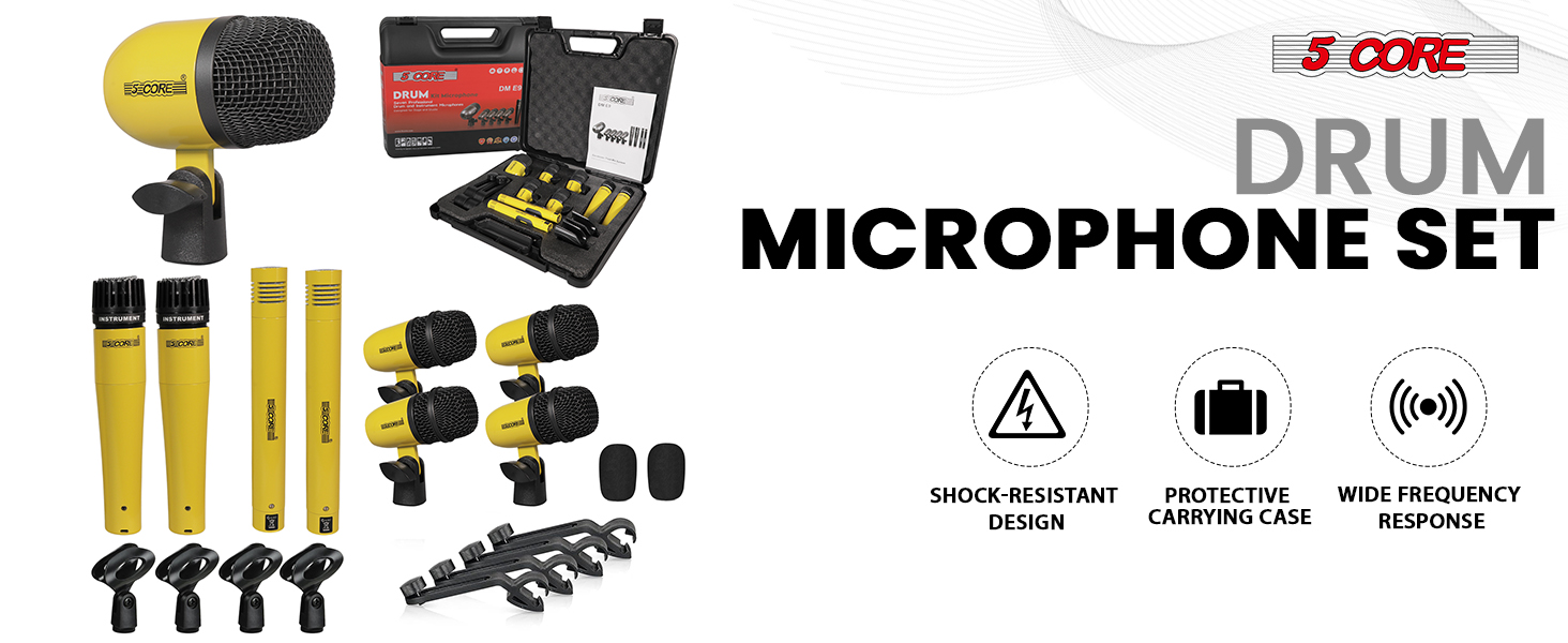 drum mic kit drum microphone set 9 piece drum set drum mic set recording studio kit percussion mic