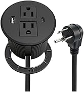 Desk Power Grommet USB C Total 30W, PD Fast Charge Desktop Power Strip 2 Outlets 2 USB Ports Rece...