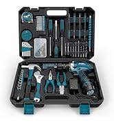 Sundpey Tool Kit 206PCs with Drill - 12V Cordless Power Drill Combo Home Tool Set - Portable Basi...