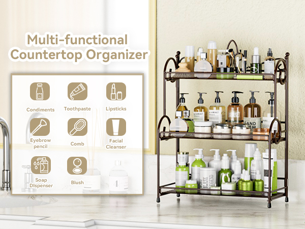 3 tier bathroom countertop organizer