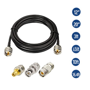 PL259 RF Coaxial Cable + 3pcs Adapter Kit