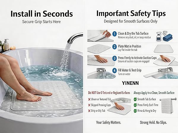 how to install bathtub mat on smooth clean surface step by step