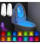 Toilet Night Light Motion Sensor,8 Color Changing USB-C Rechargeable Toilet Bowl Light for Bathro...