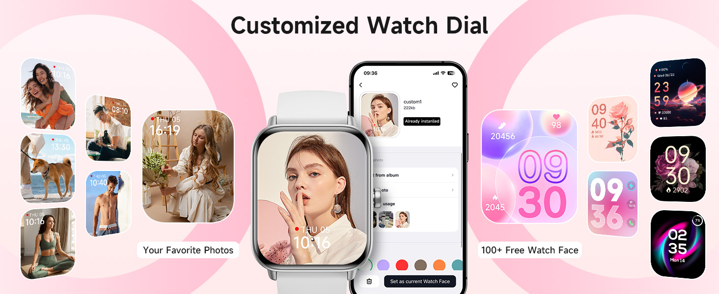 Smart Watch for Women Android &amp;amp; iPhone, IP68 Waterproof Activity Fitness Tracker