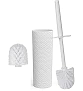 Topsky Toilet Brush,1 Pack Compact Toilet Brush &amp; Holder Set,Plastic Round Barrel Loo Brush with ...