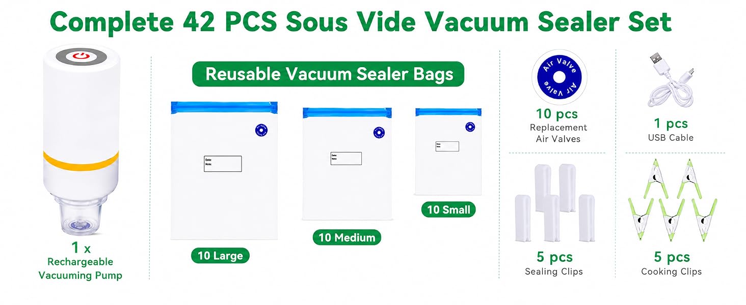 Complete 42 PCS Sous Vide Vacuum Sealer Set