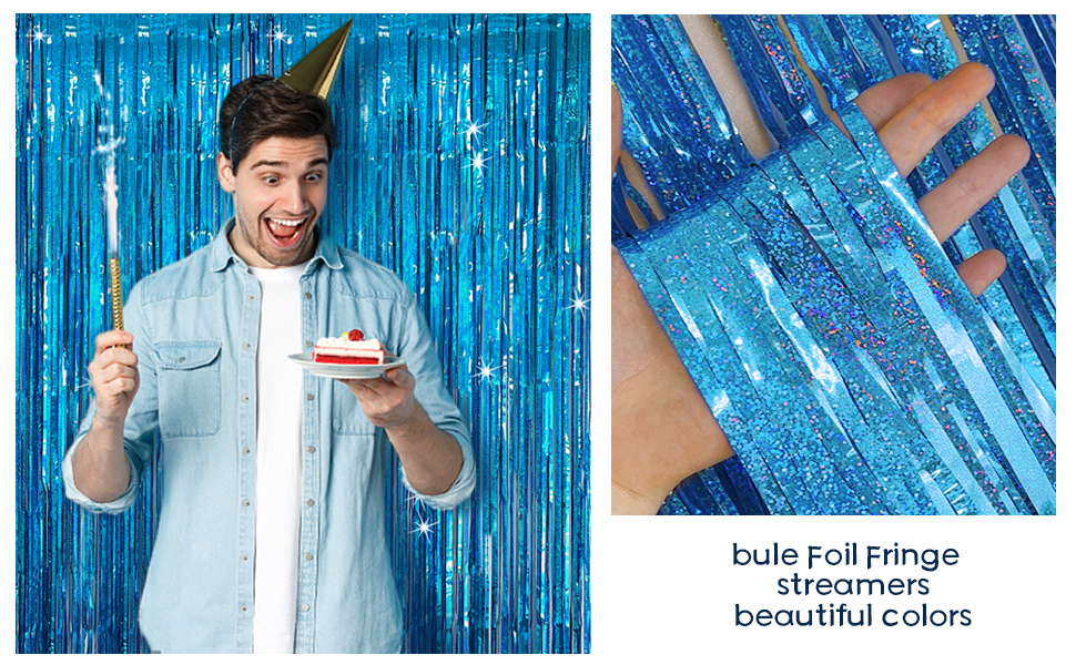 blue tinsel backdrop birthday party decorations tinsel curtain party streamers backdrop foil fringe