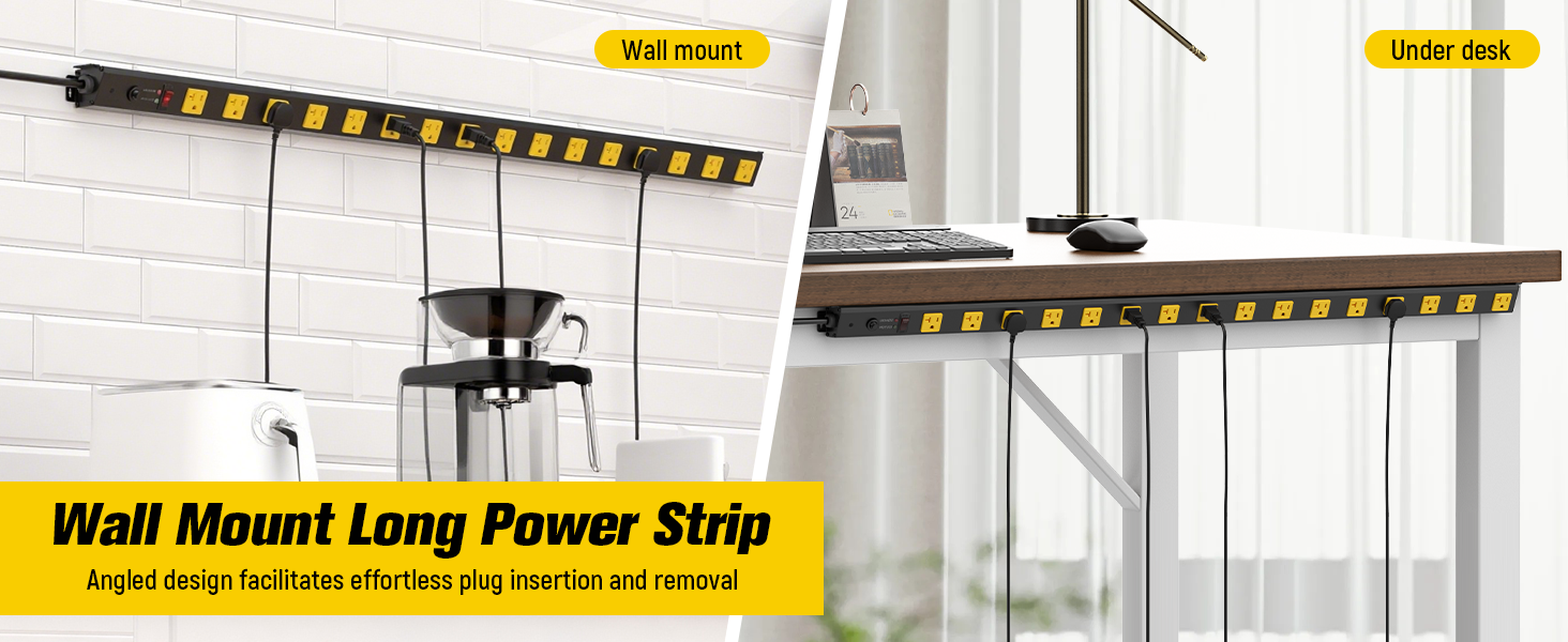Wall Mount Long Power Strip