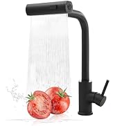 Black Kitchen Faucet, Kitchen Sink Faucet with Pull Down Sprayer and Deck Plate, Commercial Utili...