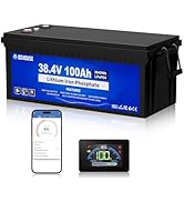 DC HOUSE Upgraded 36V 100Ah Lithium Golf Cart Battery with Switch, 200A BMS Lifepo4 Battery, Blue...