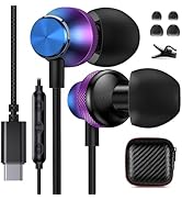 USB C Headphone for iPhone 16 Pro Max 15 iPad 10 Mini 6 Pixel 9 8a, COOYA Type C Wired Earbuds fo...