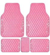 CAR PASS Bling Leather Car Mats Shining Diamond Floor Mats Crystal Rhinestones Sparkly Glitter C...