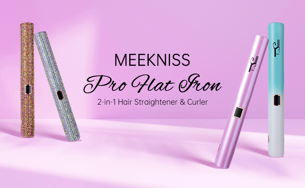 MEEKNISS Pro Flat Iron 2-in-1 Hair Straightener &amp; Curler