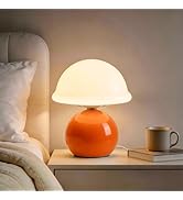 Komothala Mushroom Table Lamp for Bedroom, Cozy Bedside Lamp with Glass Shade, Stepless Dimmable ...