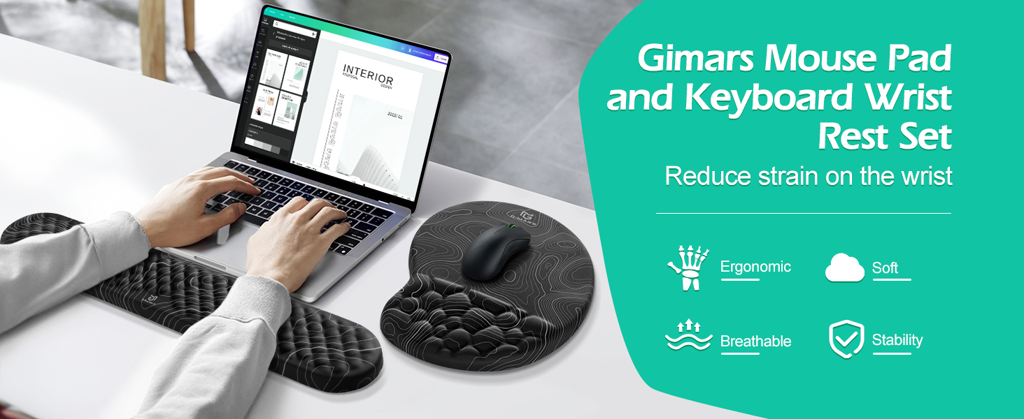 Gimars keyboard wrist rest mous pad set
