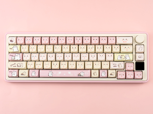 Pink Keycaps 140 Keys Dye Sub Keycaps Mao Profile Cute Cat Keycaps Custom Keyboard Key caps Set