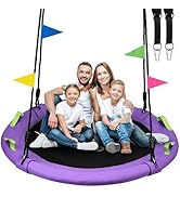 Tree Swing, 60 inch Larger Saucer Swing for Whole Family, 900lbs Weight Capacity, with Adjustable...
