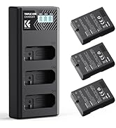 K&amp;F CONCEPT 3-Pack EN-EL14 EN-EL14a Battery and Upgrade LCD Charger Compatible with Nikon D5300 D...