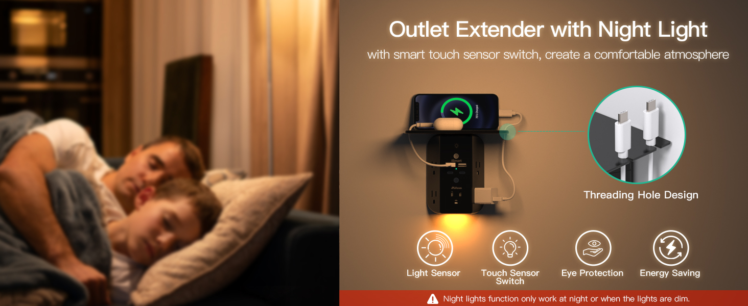 Wall Outlet Extender with Shelf