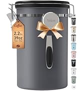 Veken Coffee Canister, 39OZ Large, Airtight Stainless Steel Food Storage Container for 2.2lbs Cof...
