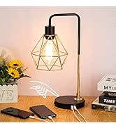COTULIN Touch Control Black Gold Table Lamp,Modern Industrial Desk Lamp with 2 USB Charging Ports...