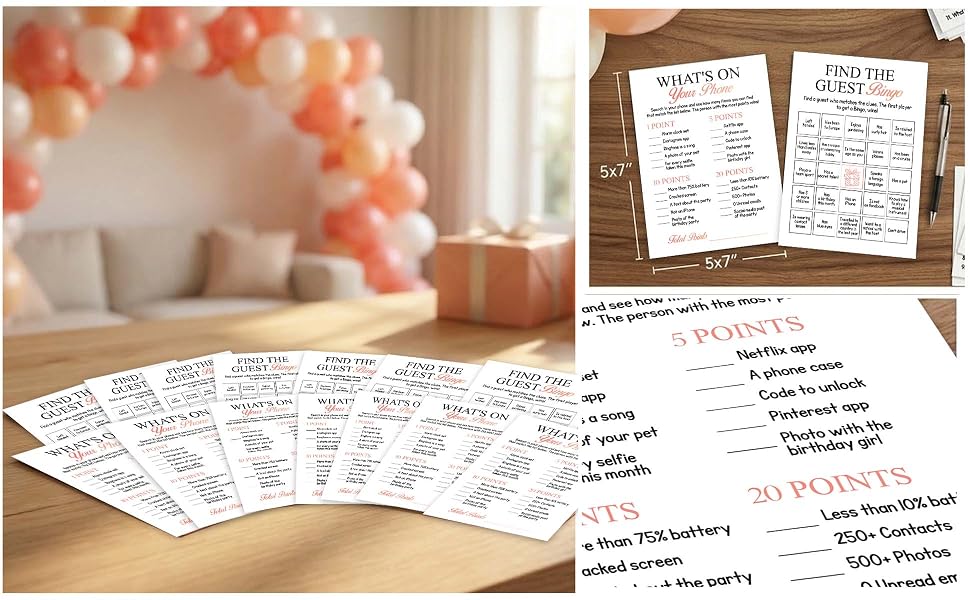 Birthday Party Games Cards