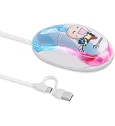 elec Space USB Type-C Mouse - Cute & Portable Wired Mouse with 7-Color LED, Silent Clicks, Mini D...