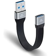 Poyiccot Short USB 3.0 Extension Cable, 5inch Flat FPC USB Extension Cable, USB A Male to USB A F...