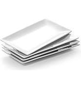 DOWAN 12" Rectangle Plates Set of 4 - White Serving Platters for Party, Wedding, and Entertaining...