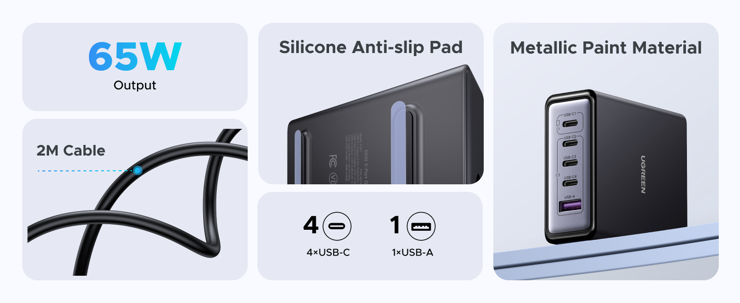 Silicone Anti-slip Pad Metallic Paint Material 2M Cable