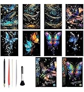 Georgie Porgy Scratch Paper Art Set for Kids Adults Magic Rainbow Painting Boards for DIY Arts an...