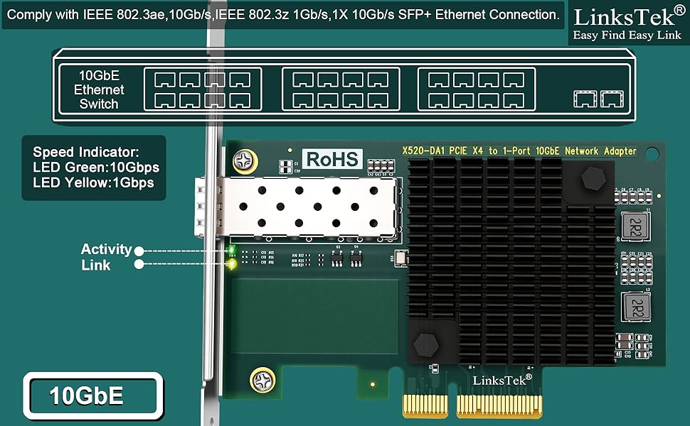 X520-DA1 10GbE NIC card 10GbE Ethernet Adapter