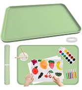 MVRPOWER Silicone Art Mat for Kids Painting, 24"x16" Green Roll Up Craft Mat with Raised Edges, N...